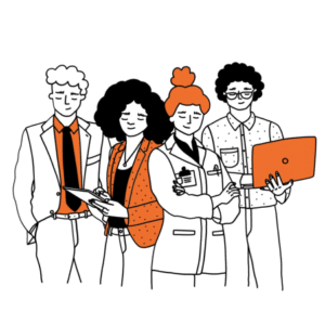 four people standing